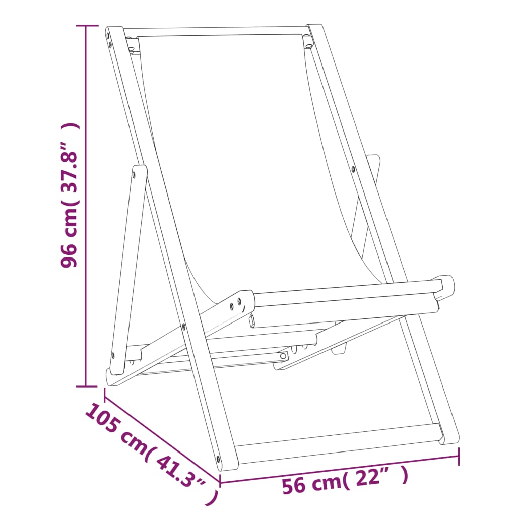 Liegestuhl Teak 56×105×96 cm Blau